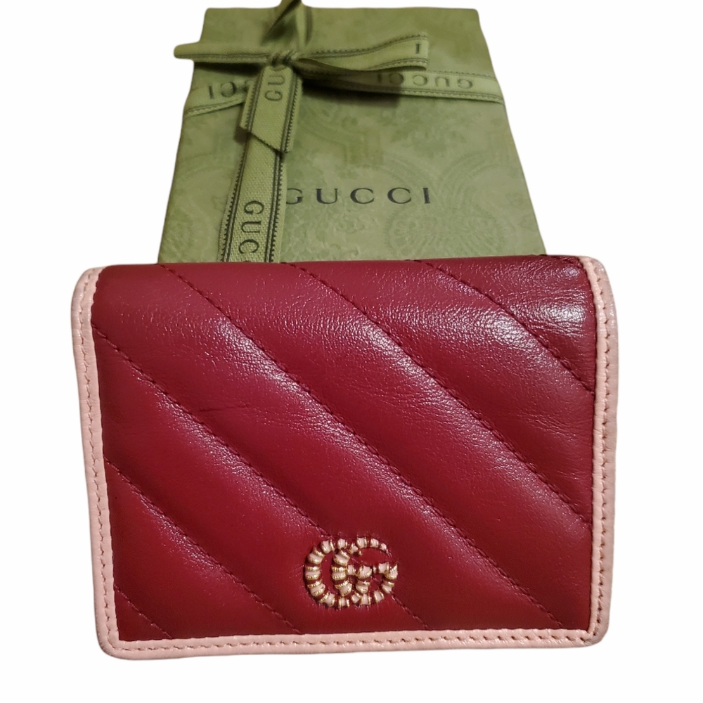 Authentic Gucci GG Marmont Wallet red and pink